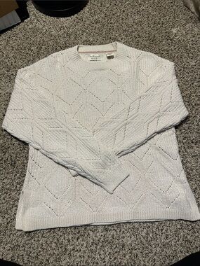 Weatherproof Women's White Diamond-Knit Crewneck Sweater